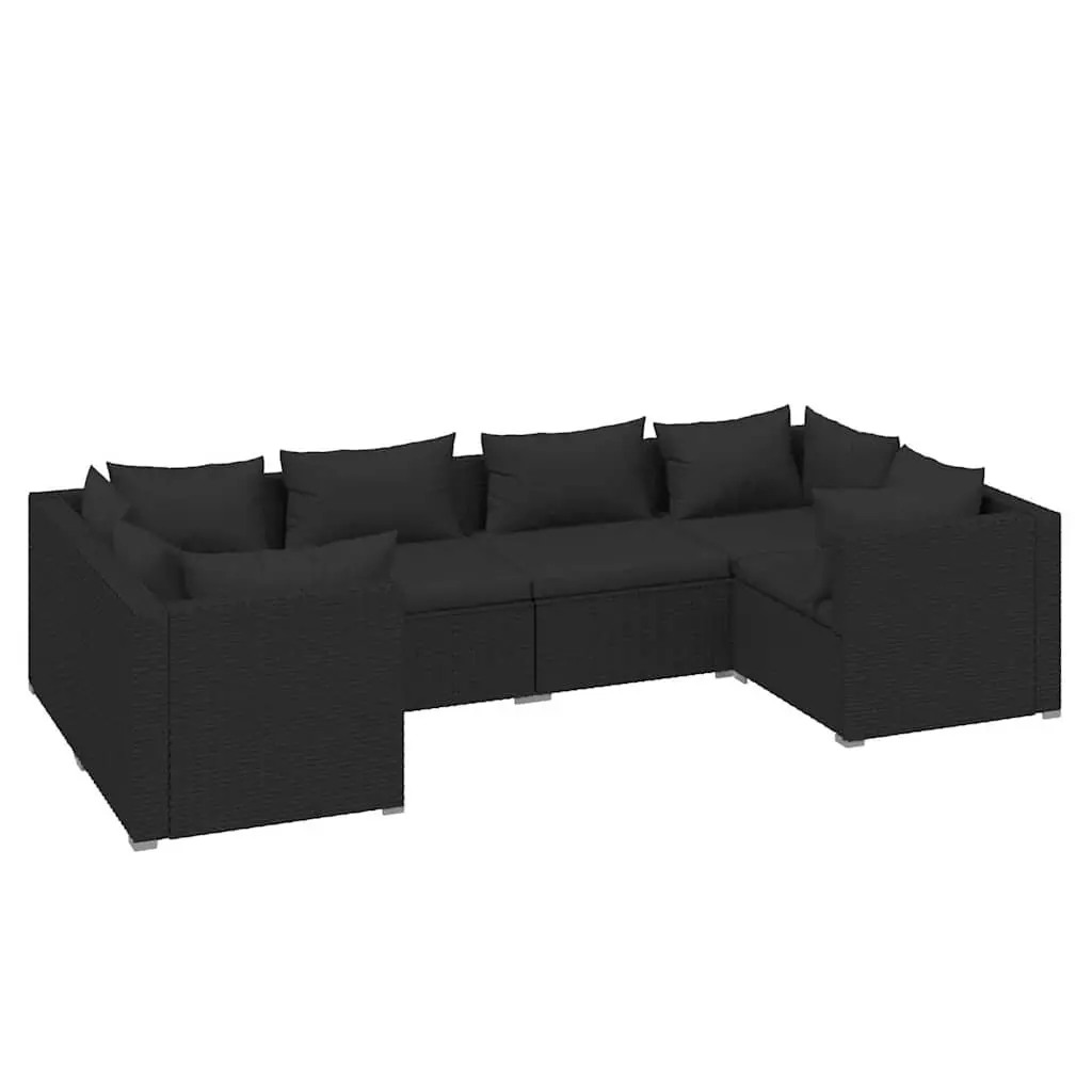 6 Piece Modular Patio Lounge Set in Black