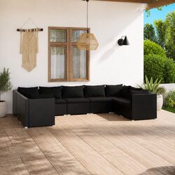 Durable 9 Piece Poly Rattan Lounge Set with Cushions