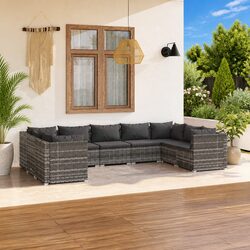 9 Piece Grey Outdoor Lounge Set with Modular Design