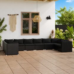 Durable 10 Piece Modular Poly Rattan Garden Lounge Set