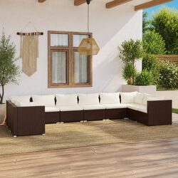 10 Piece Modular Poly Rattan Outdoor Lounge Set with Cushions