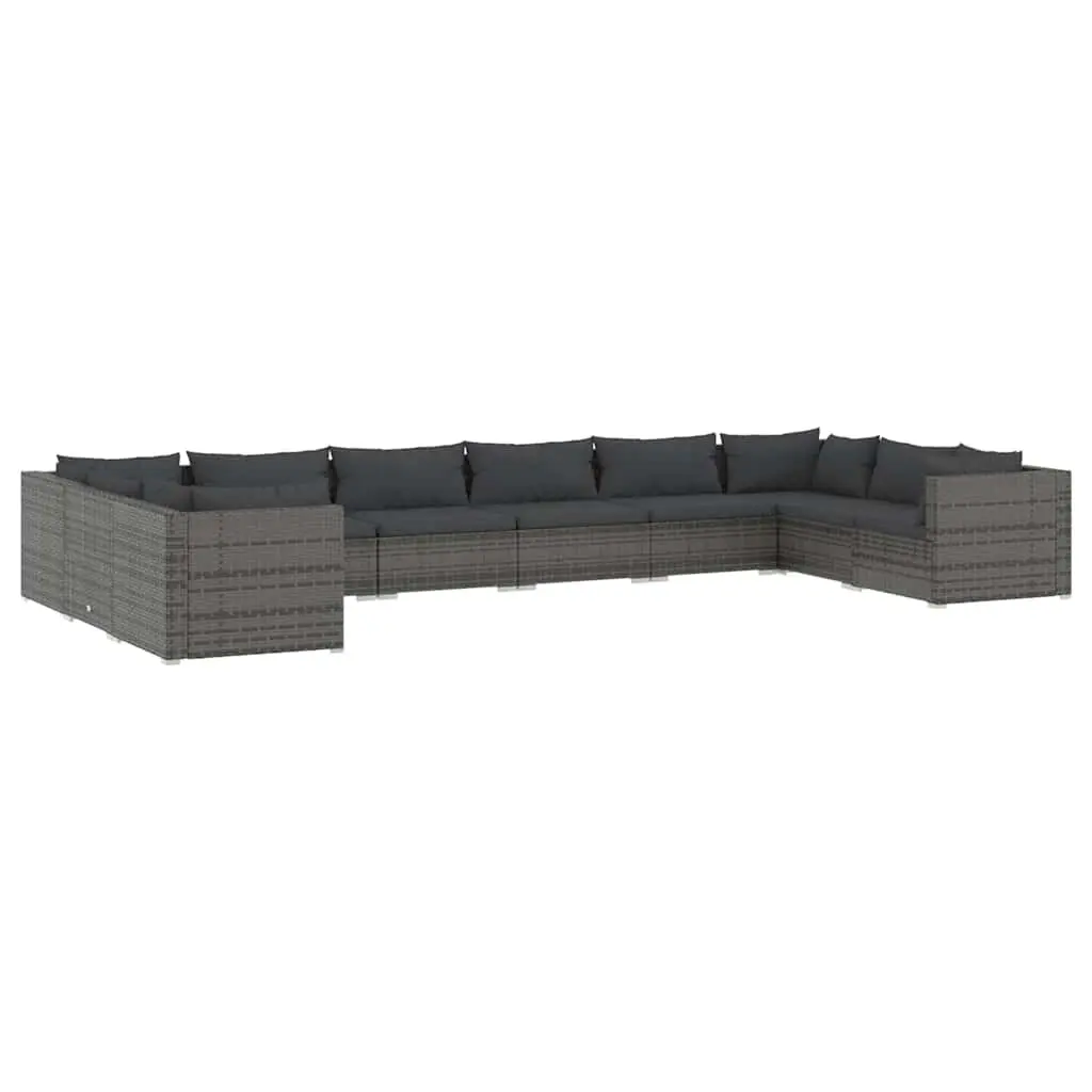 10 Piece Garden Lounge Set PE Rattan Modular Outdoor Furniture Grey
