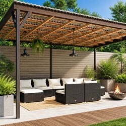 Durable 9-Piece Garden Lounge Set with Black Rattan Sofa