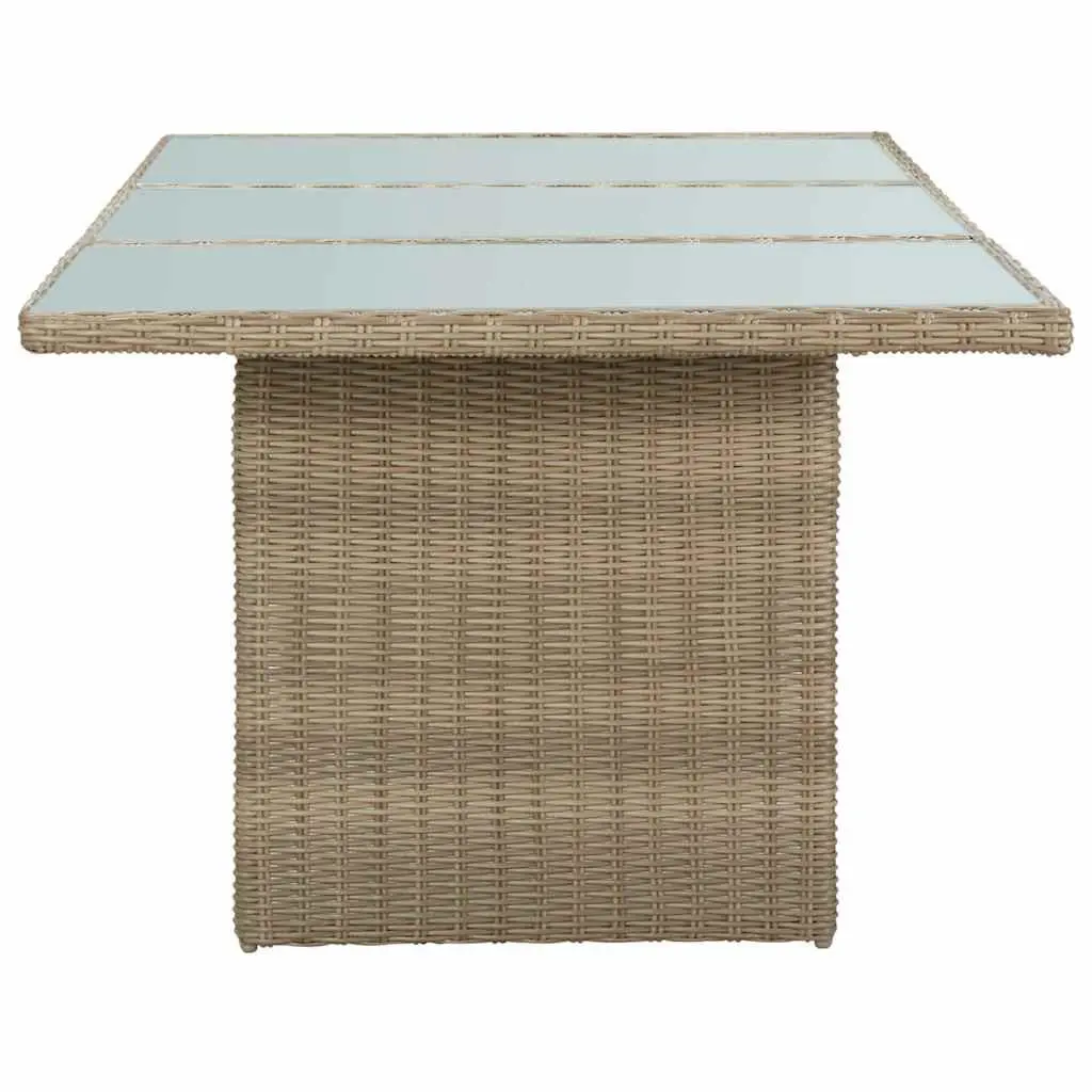 Brown Glass Top Outdoor Dining Table for Garden