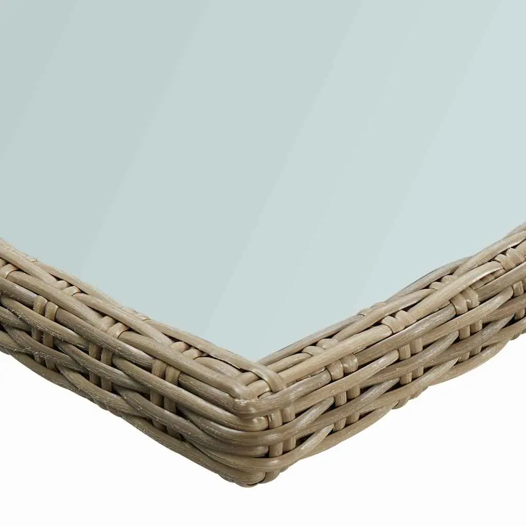 Brown Glass Top Outdoor Dining Table for Garden