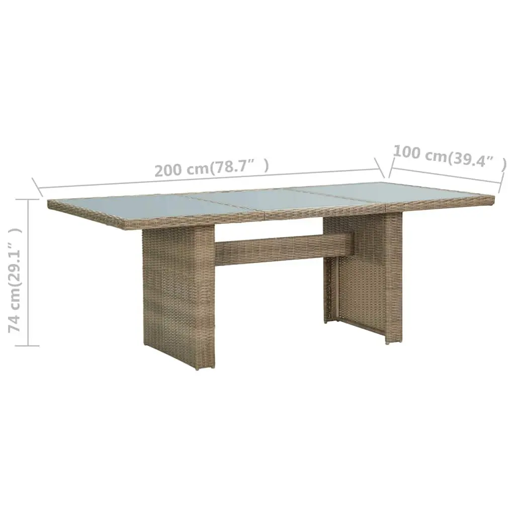 Brown Glass Top Outdoor Dining Table for Garden