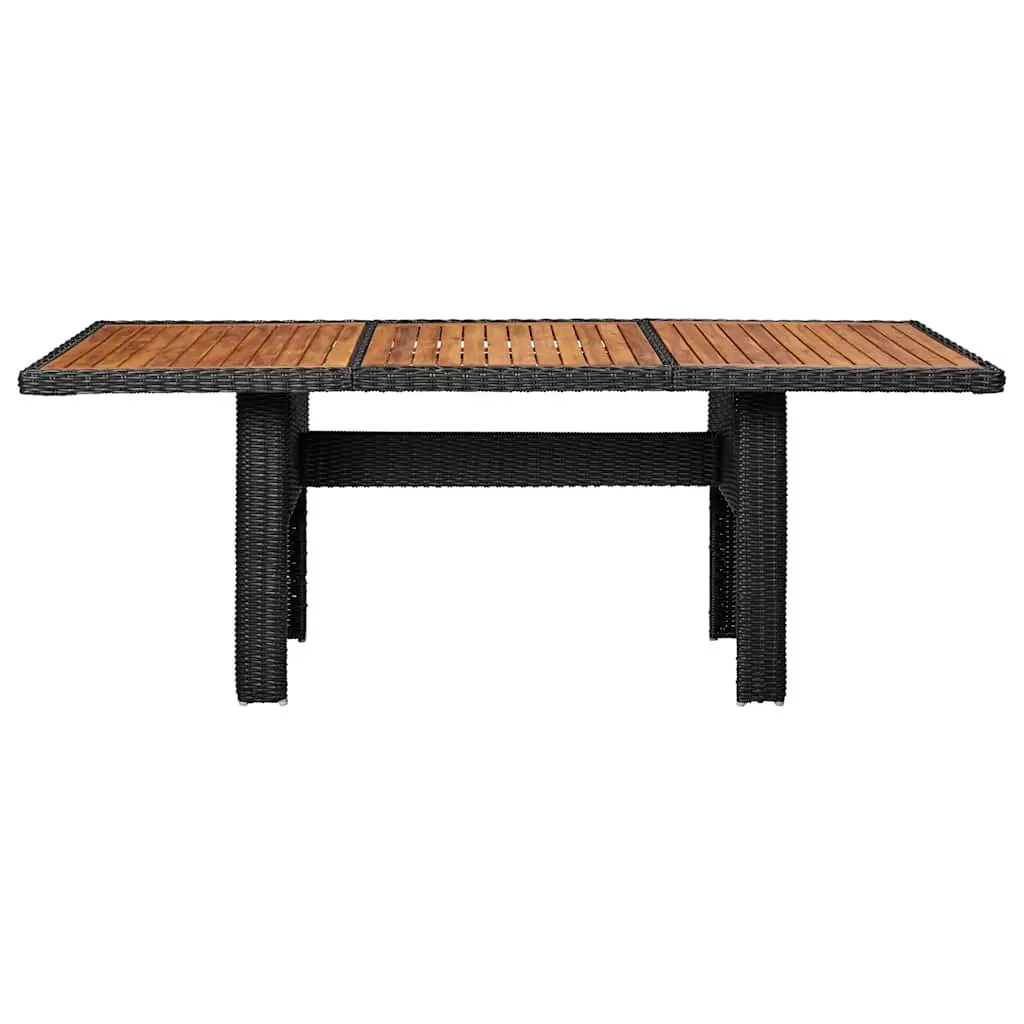 Black Outdoor Dining Table with Acacia and Rattan