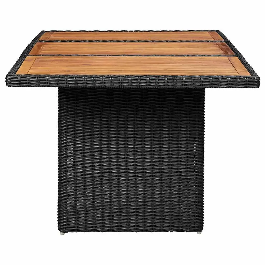 Black Outdoor Dining Table with Acacia and Rattan