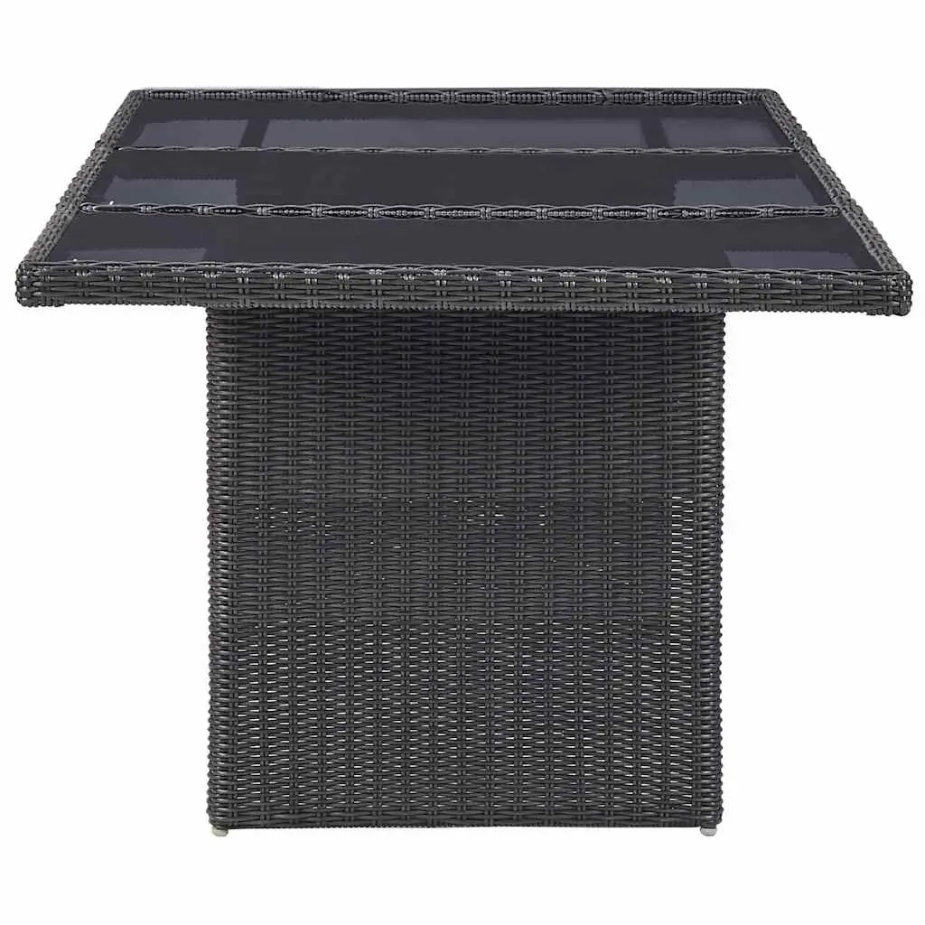 Black Outdoor Dining Table with Glass Top