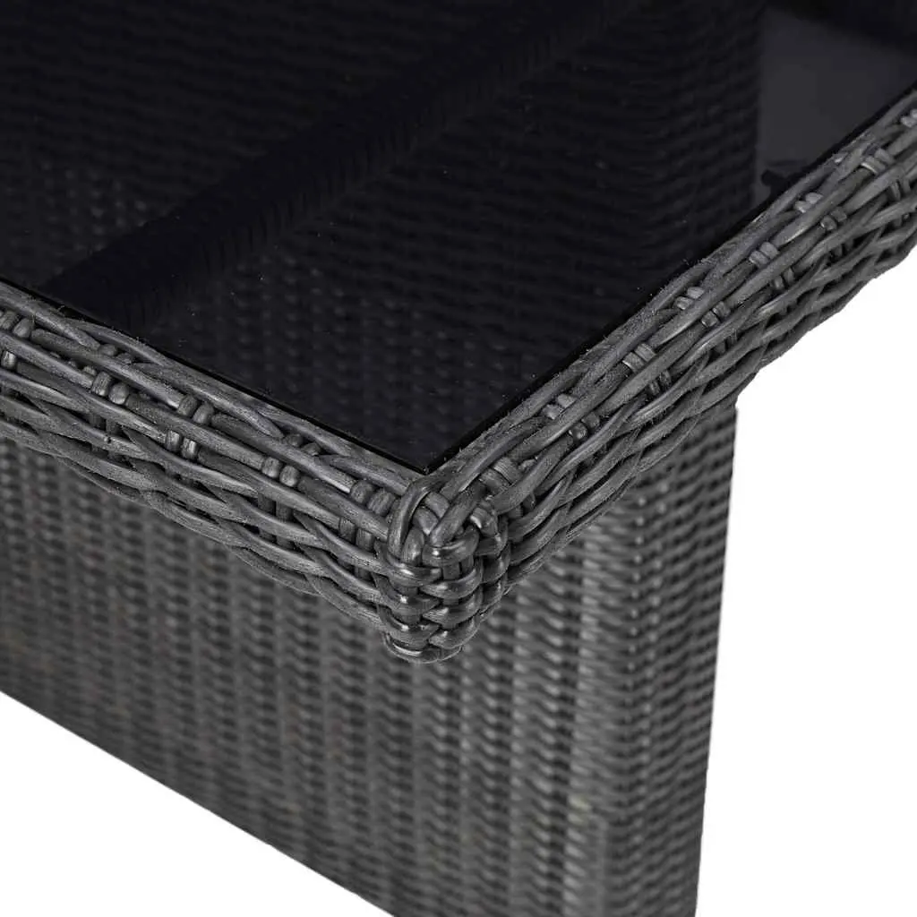 Black Outdoor Dining Table with Glass Top
