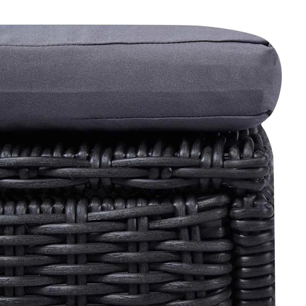 Sun Lounger PE Rattan Black Outdoor Chaise Lounge Patio Garden Sunbed