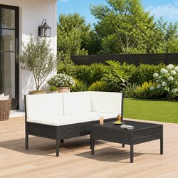 3-Piece Rattan Outdoor Lounge Set with Cushions
