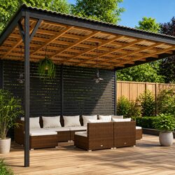 Premium 9 Piece Brown PE Rattan Garden Lounge Set