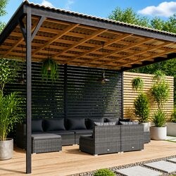 Durable 9 Piece Garden Lounge Set Outdoor Furniture Grey