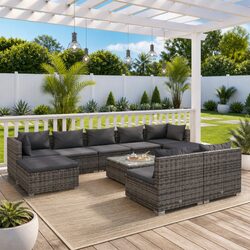 Premium 10 Piece Modular Garden Lounge Set in Grey