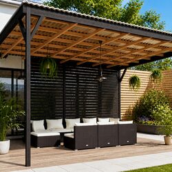 Stylish 10-Piece Black Poly Rattan Garden Lounge Set