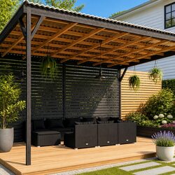 10 Piece Black Modular Garden Lounge Set for Outdoor Spaces