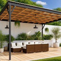 10-Piece Outdoor Furniture Set in Brown Poly Rattan