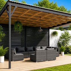 Durable 9-Piece Grey Garden Lounge Set with Cushions