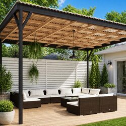 Durable 10 Piece Outdoor Lounge Set with Cushions in Brown