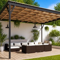 10-Piece Brown Poly Rattan Modular Garden Lounge Set