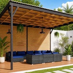 10 Piece Grey Poly Rattan Garden Lounge Set with Cushions
