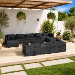 11 Piece Grey Garden Lounge Set for Outdoor Comfort