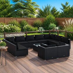 Sturdy 12 Piece Modular Patio Furniture Set in Black