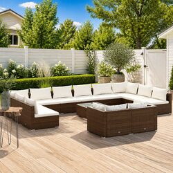 Premium 13-Piece Brown PE Rattan Garden Lounge Set