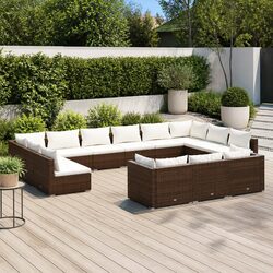 Premium 13-Piece Brown Poly Rattan Garden Lounge Set