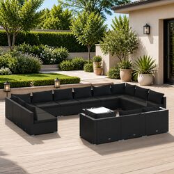 Durable 14 Piece Modular Garden Lounge Set with Cushions