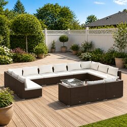 Premium 14-Piece Outdoor Garden Lounge Set in Brown