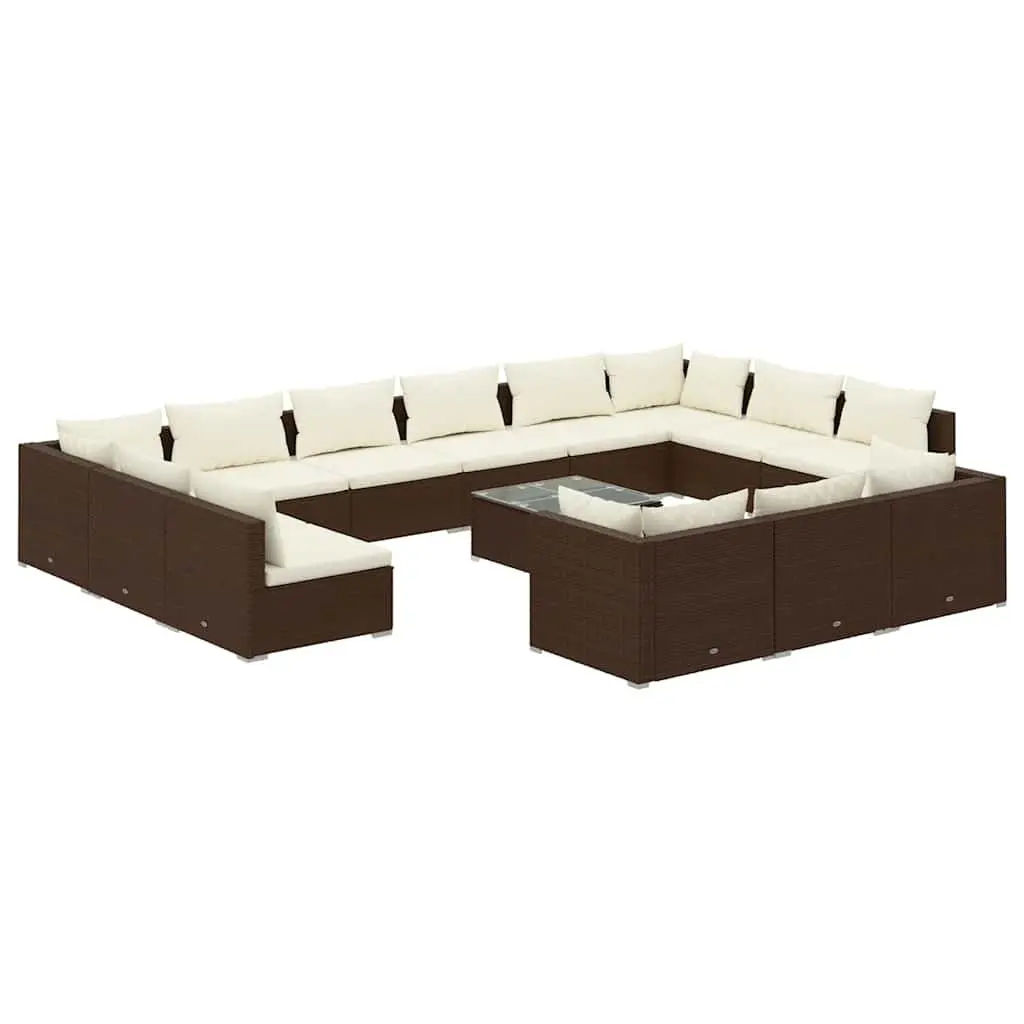 14-Piece Outdoor Garden Lounge Set in Brown