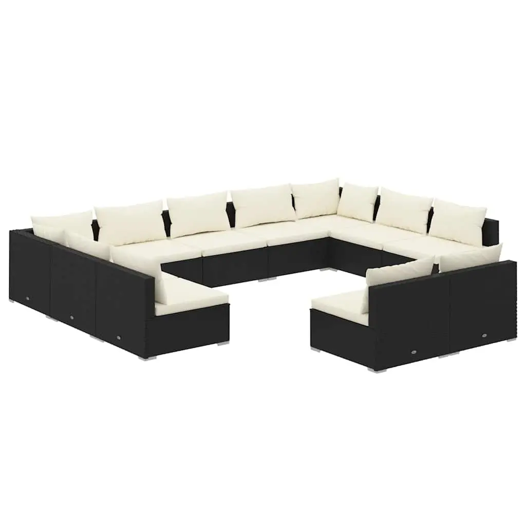 Garden Lounge Set PE Rattan 11 Piece Outdoor Furniture Black