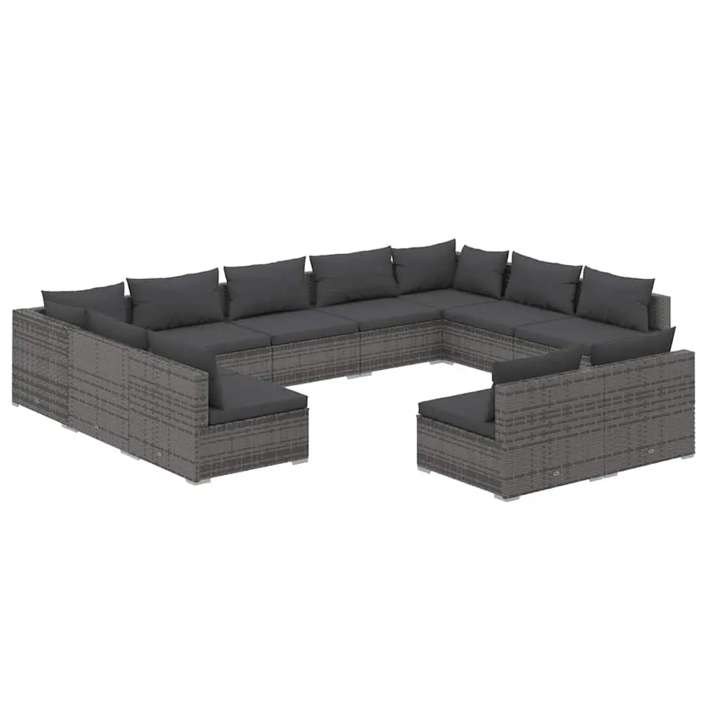 11 Piece Garden Lounge Set with Grey Poly Rattan