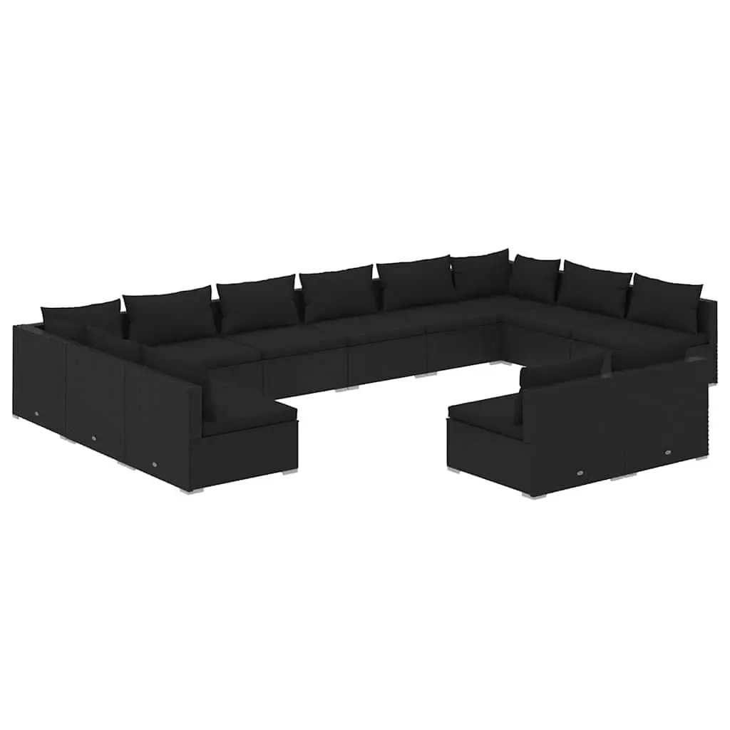 12 Piece Black Modular Garden Lounge Set