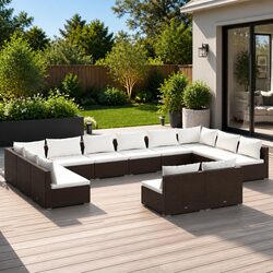 Stylish 12 Piece Outdoor Garden Lounge Set in Brown