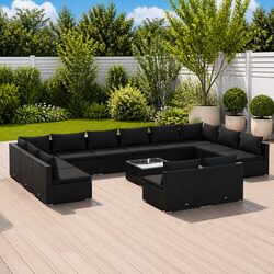Premium 13-Piece Modular Garden Lounge Set in Black
