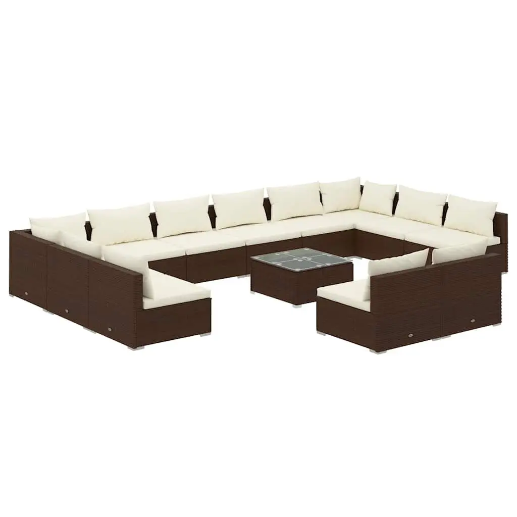 13-Piece Modular Brown Rattan Garden Lounge Set
