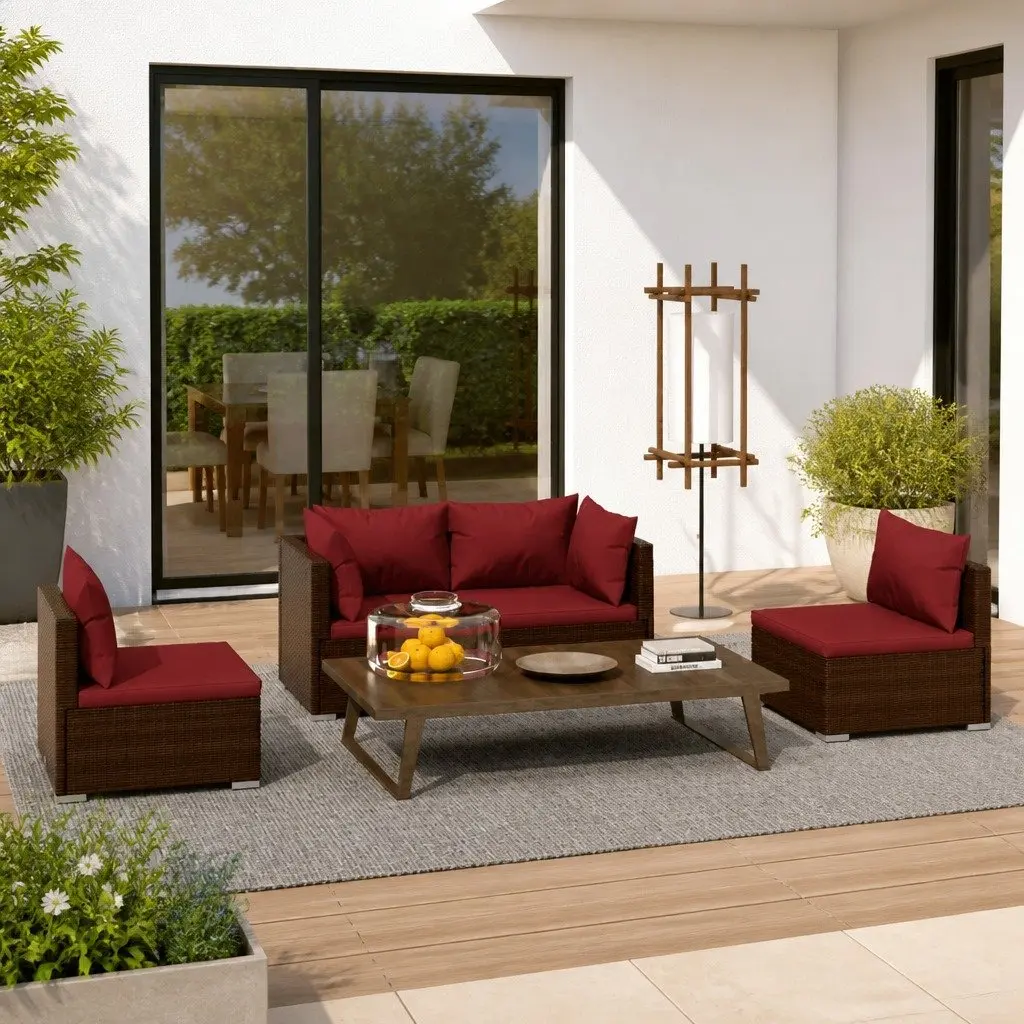 Modular 4 Piece Garden Lounge Set with Sturdy Frame