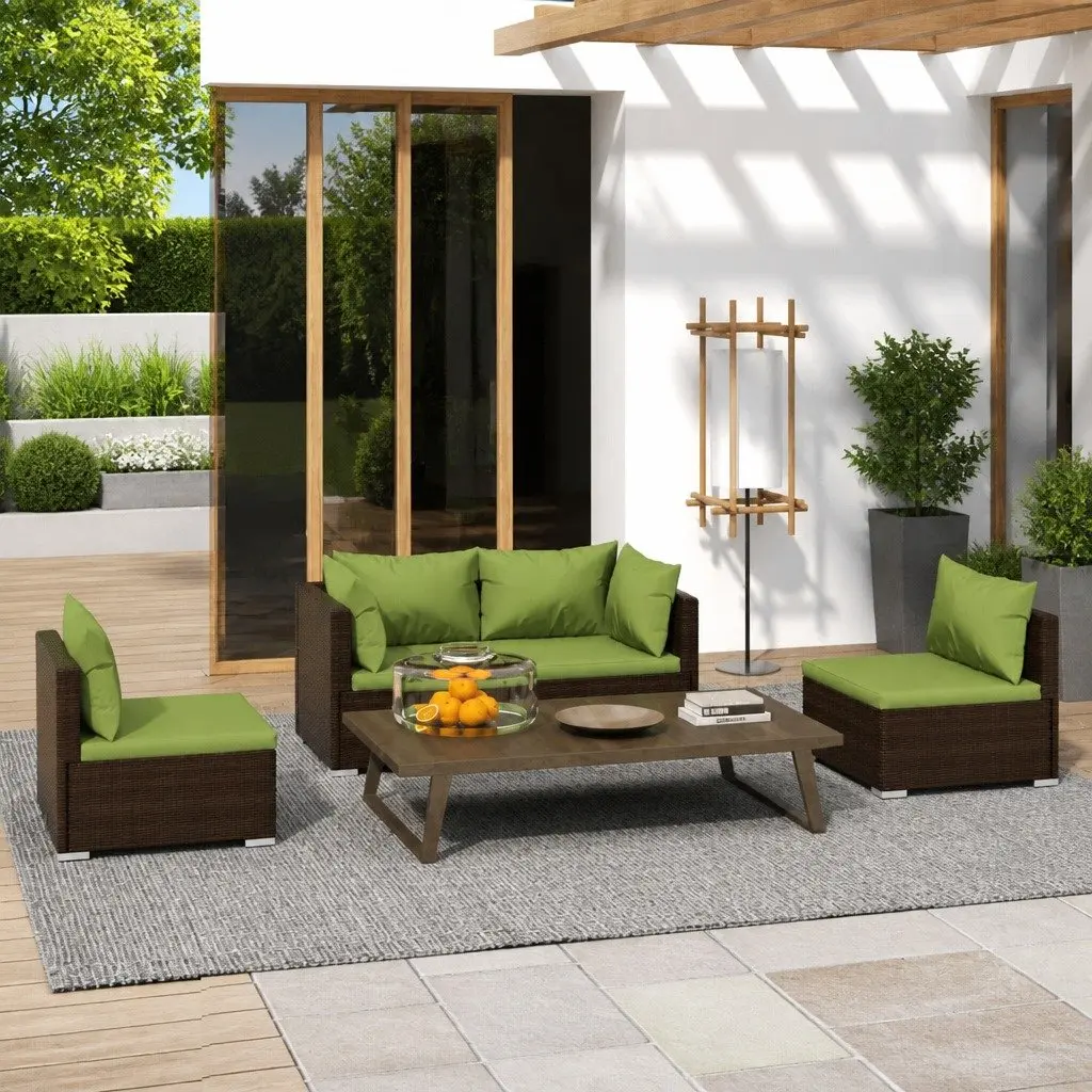 4 Piece Garden Lounge Set with Durable Steel Frame