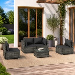 Sturdy 5-Piece Garden Lounge Set with Cushions