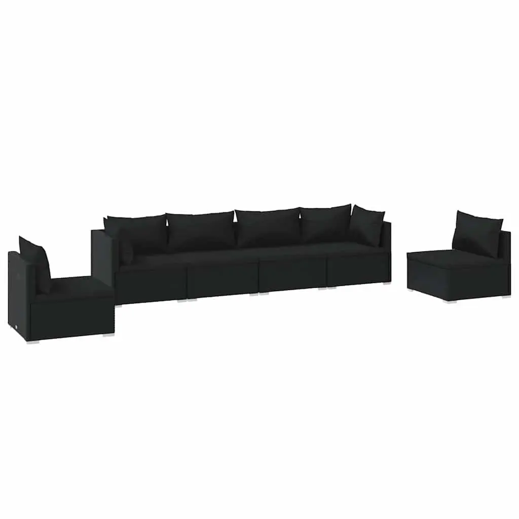6-Piece Modular Rattan Sofa Set for Garden Lounge