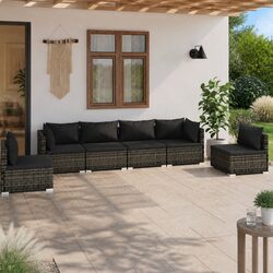 Durable 6-Piece Outdoor Garden Lounge Set in Grey