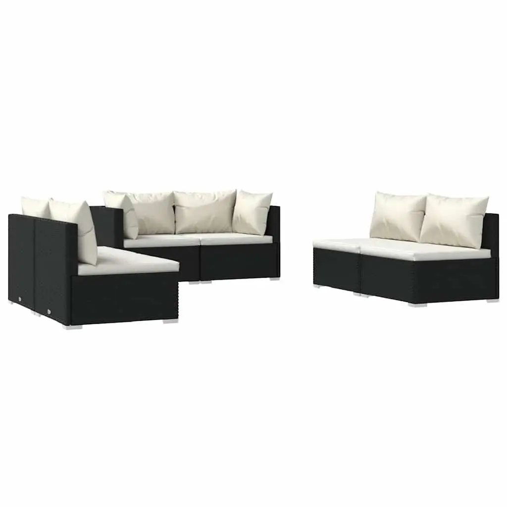 6-Piece Modular Outdoor Patio Lounge Set in Black