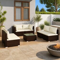 Durable 7 Piece Outdoor Garden Lounge Set with Cushions