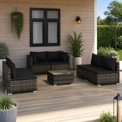 Durable 7 Piece Outdoor Patio Lounge Set in Grey