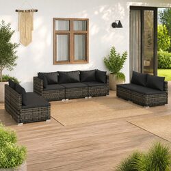 Sturdy 7 Piece Modular Garden Lounge Set in Grey