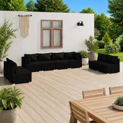 8-Piece Black Modular Outdoor Lounge Set for Relaxation