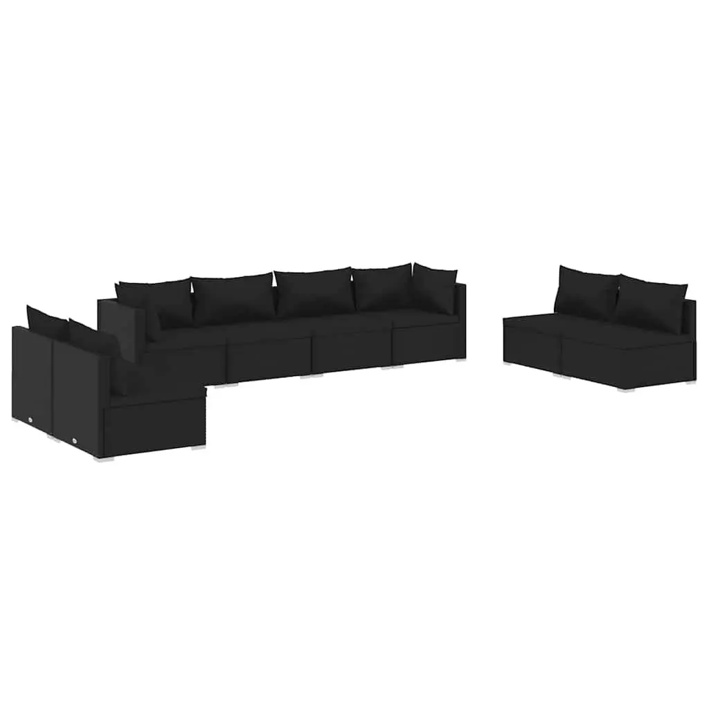 8-Piece Black Modular Outdoor Lounge Set for Relaxation